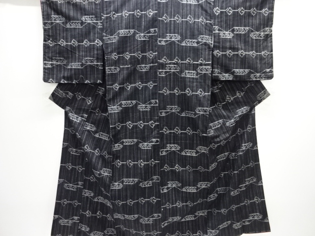 JAPANESE KIMONO / ABSTRACT PATTERN WOVEN TSUMUGI KIMONO